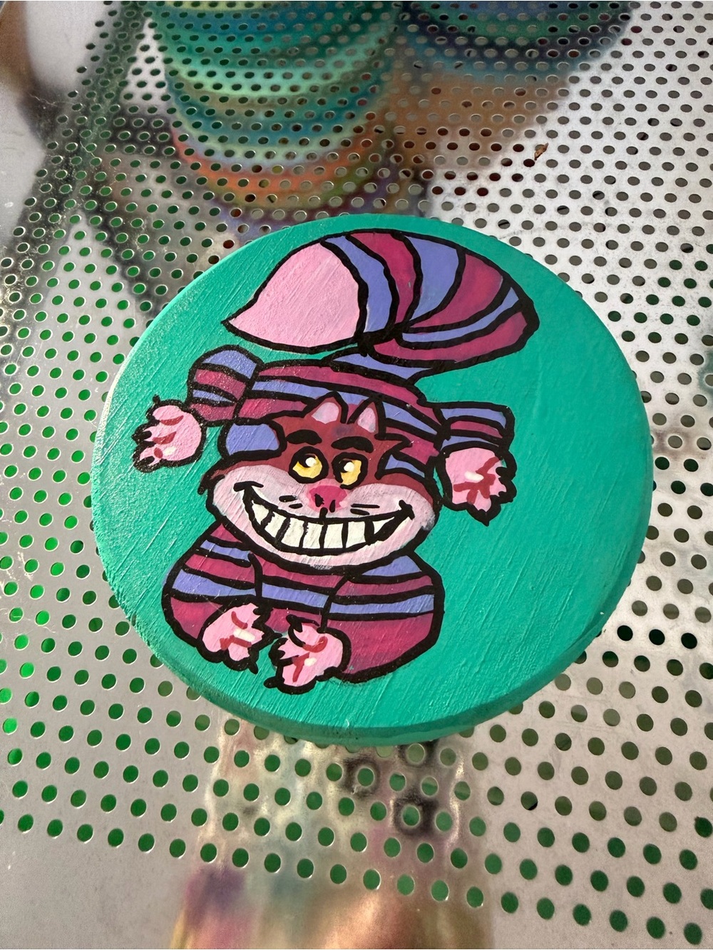 Custom hand painted Disney Cheshire Cat coaster